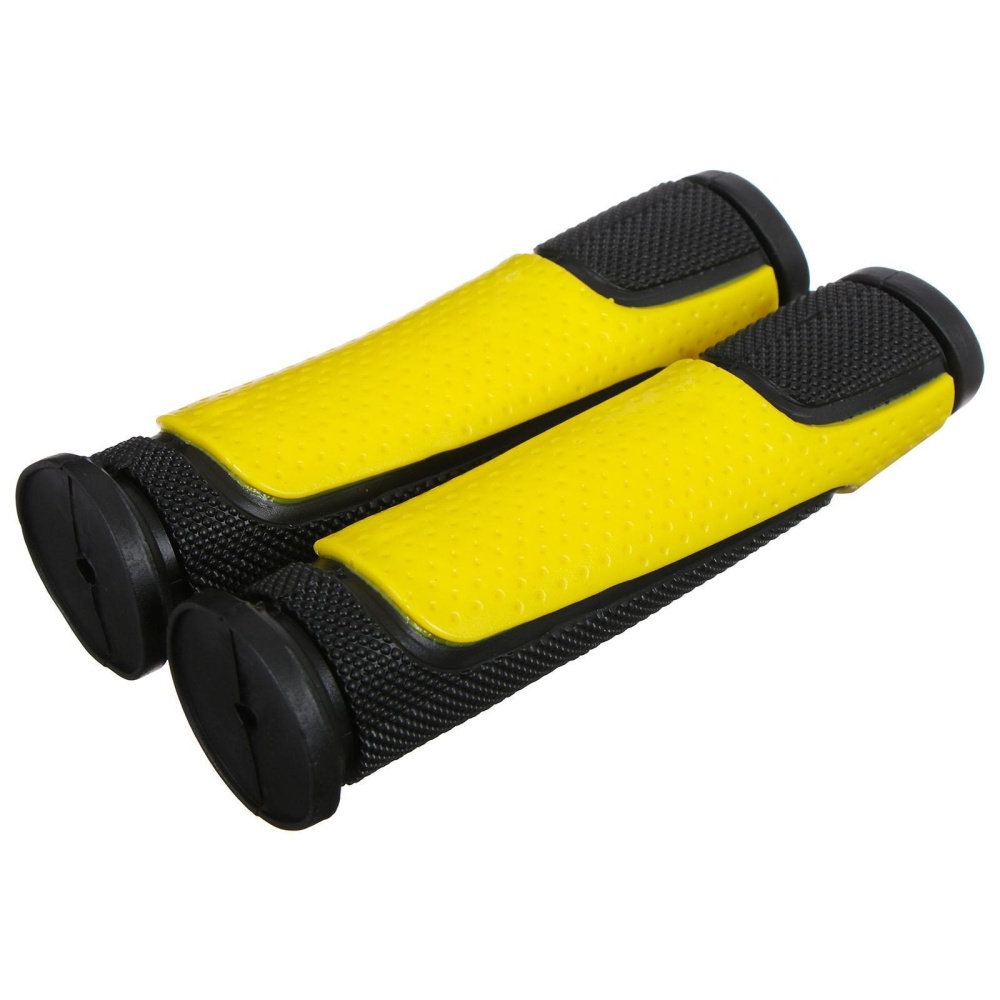Грипсы велосипедные на руль резиновые 2661-43 с вставками 120 мм (Цвет: Желтый)