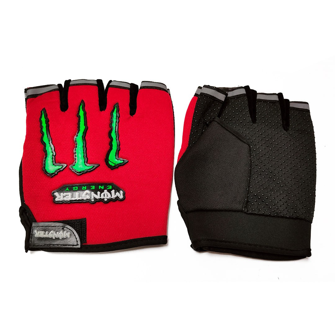 Перчатки без пальцев спортивные KMS Monster (Красный, XXL)