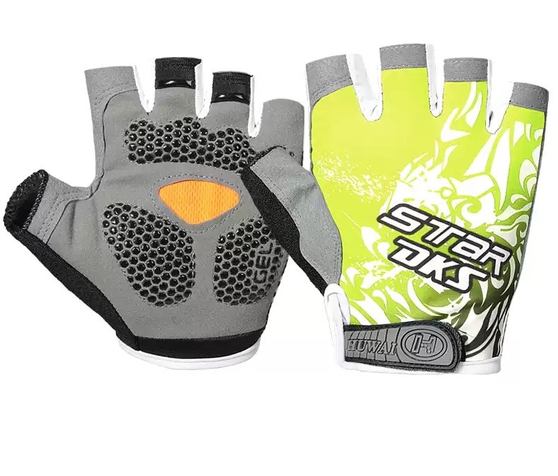 Перчатки без пальцев спортивные с гелевыми вставками (Цвет: Зеленый, Размер: L)